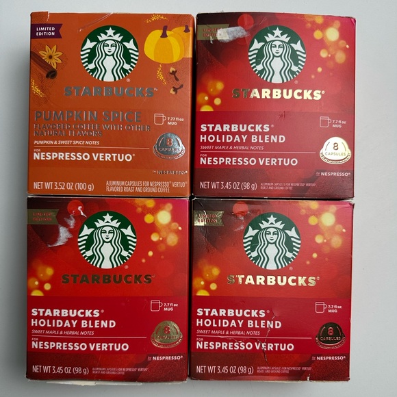 Starbucks Nespresso Vertuo Holiday Blend and Pumpkin Spice 4 Boxes | 32 Pods
